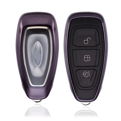 ТПУ автомобильный чехол для ключа дистанционного управления оболочка Авто защитный смарт-ключ чехол для Ford Focus 3 Ecosport Kuga Escape автомобильные аксессуары - Название цвета: Фиолетовый