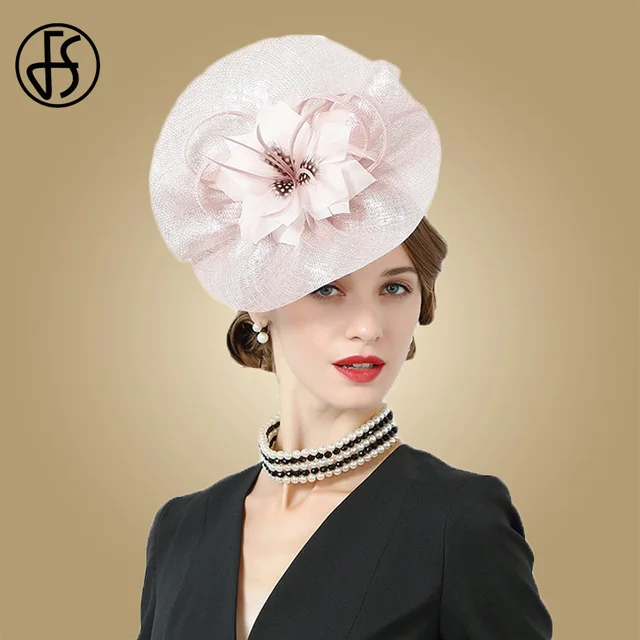 FS British Royal Wedding Hats For Women Fascinators Pink 100 Sinamay