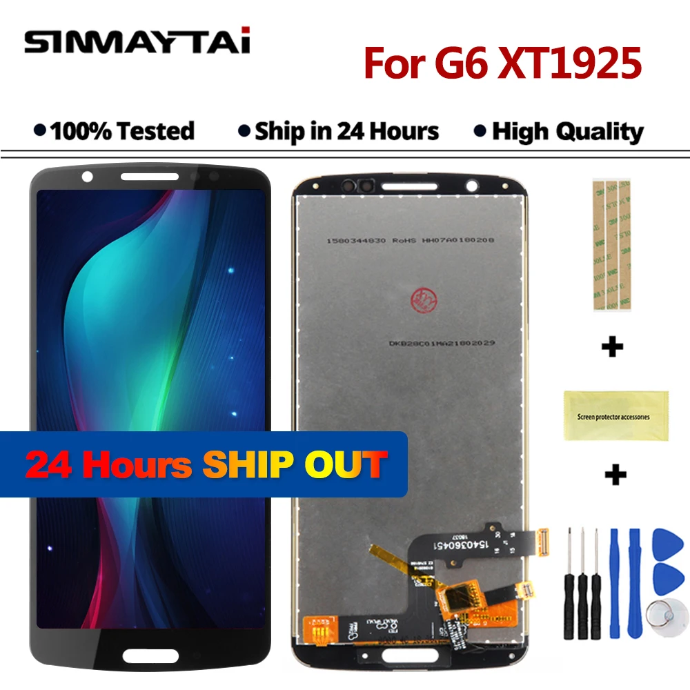 100% протестированный 5 7 дюймовый ЖК-дисплей для Motorola Moto G6 сенсорный экран XT1925 в
