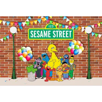 

Sesame Street Background For Photography Big Bird And His Friend Backdrop For Baby Shower Children Birthday Party Decor