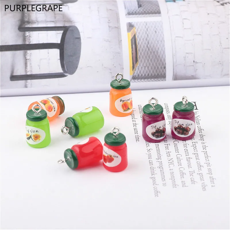 

DIY earrings pendant earrings keychain bracelet material hand made jewelry accessories fun fruit jam bottle personality 8 pieces