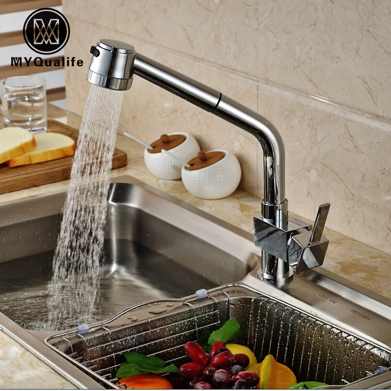 

Luxury 2-Function Water Outlet Kitchen Mixer Tap Faucet Deck Mount Single Handle Hot and Cold Water Taps