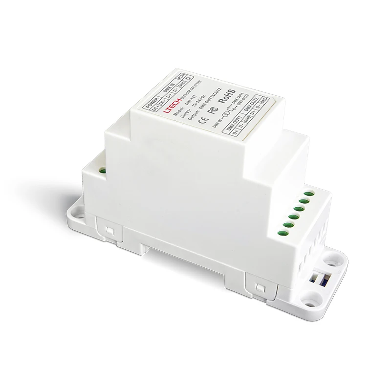 

LTECH Led DMX Power amplifier 1 Channel Input 2 channel Output DC 12V 24V DMX512 Power Repeater DIN-121 2CH DMX Signal Amplifier
