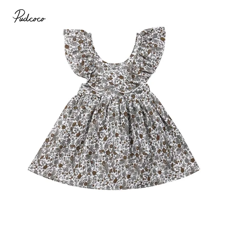 2019 Brand Princess Kid Baby Girls Dress Summer Boho Sleeveless Little Floral Party Cotton Clothes Ruffle Holiday Sundress 6M-4T | Детская