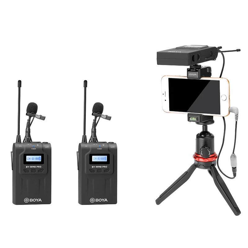 Boya BY WM8 Pro K1 K2 UHF двухканальная Беспроводная микрофонная система для интервью