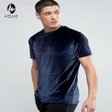 HZIJUE велюровая футболка Летняя мужская с коротким рукавом О-образным вырезом бархатная ткань хип-хоп Футболка Kanye Swag Мужская футболка