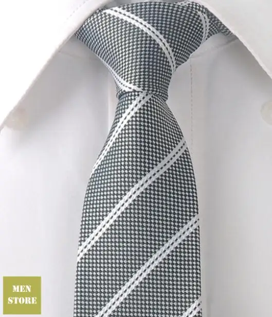 

Dark Gray White Stripes Men Jacquard Woven Skinny Slim Narrow 2.5" Necktie 6.5 cm Neckwear Wedding Party Tie LT227