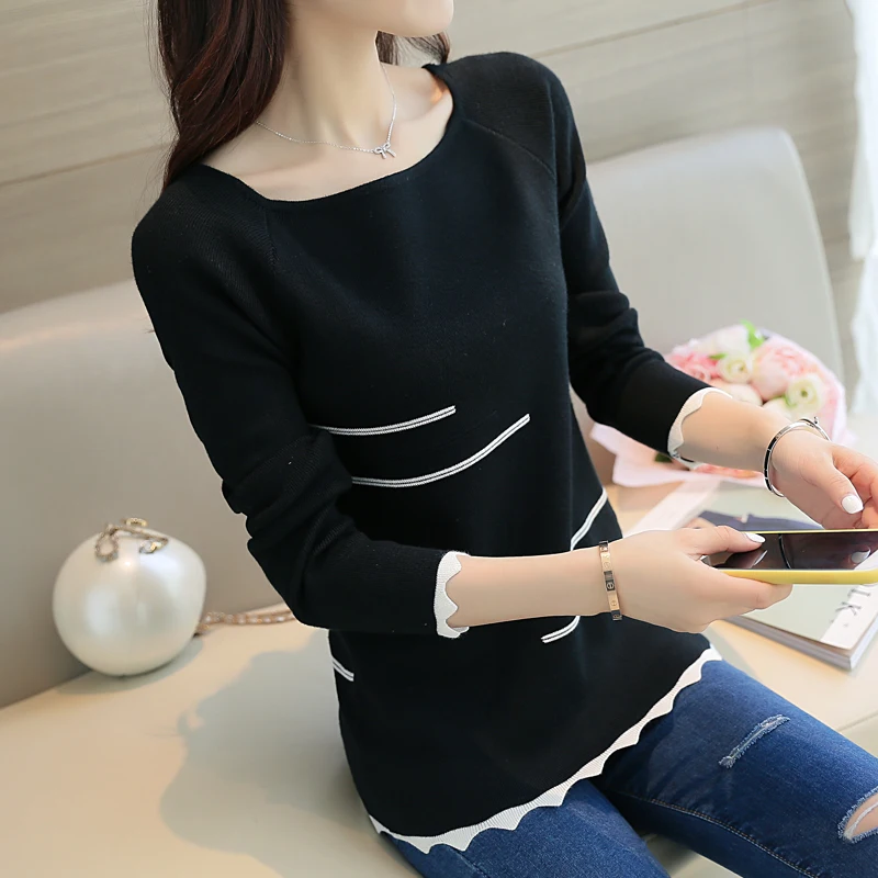 2021 Nova Primavera camisola das mulheres Moda Listrado pullovers Blusas feminina de slash collar blusas manga longa | Женская одежда