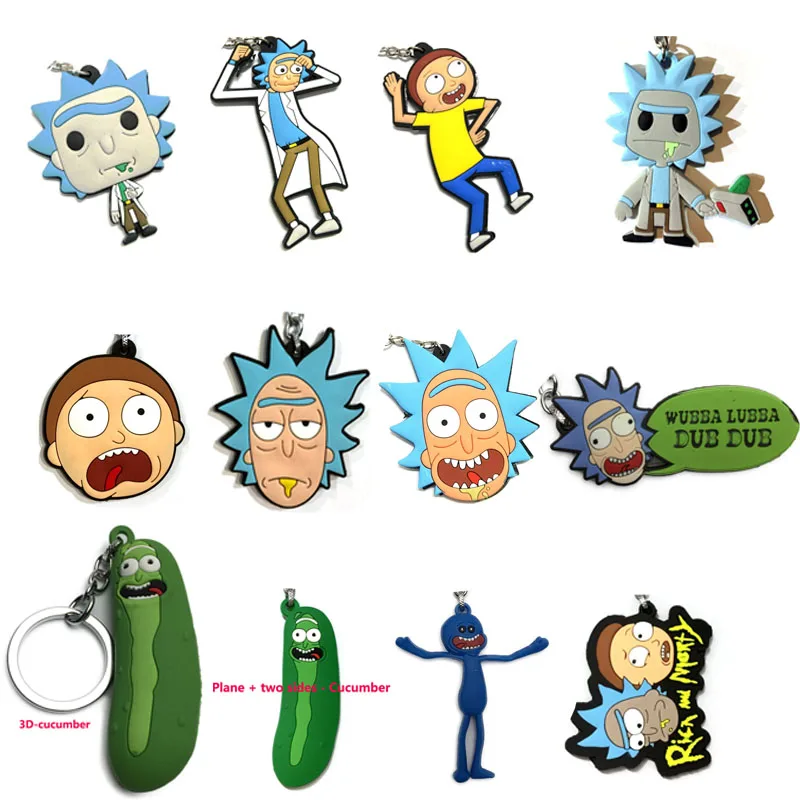 

Anime Rick and Morty Environmentally Friendly Silicone Double Keychain Backpack Car Key Decoration Pendant