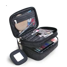 Waterproof Double-layer Cosmetic Bag Creative Geometric Rhombic Wash Bag New Nylon Storage Bag Portable Portable Cosmetic Case