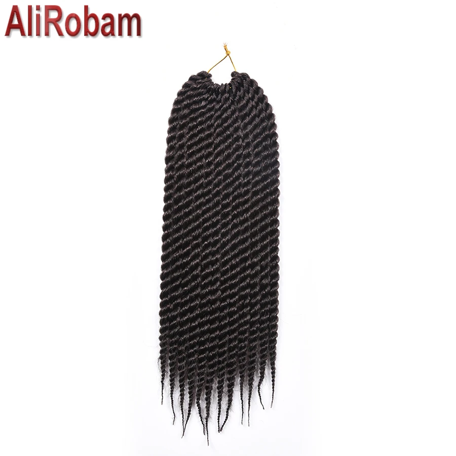 AliRobam Crochet Braids Low Temperature Fiber Synthetic Senegalese Twist Pure/Ombre Brown Braiding Hair Extensions 12Roots/Pack |