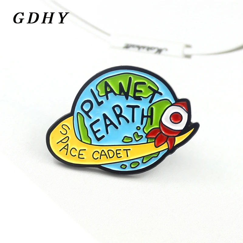 Goods  GDHY PLANET EARTH SPACE CADET Brooch Enamel Pins Aerocraft Spacecraft Circles The Earth For Astrono 