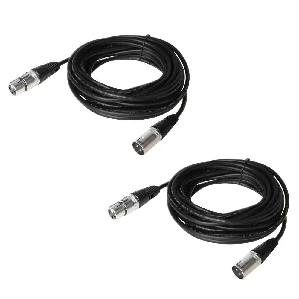 TSSS 2 Pack 25ft DMX Cables 3 Pin Signal XLR Connection Wire Male to