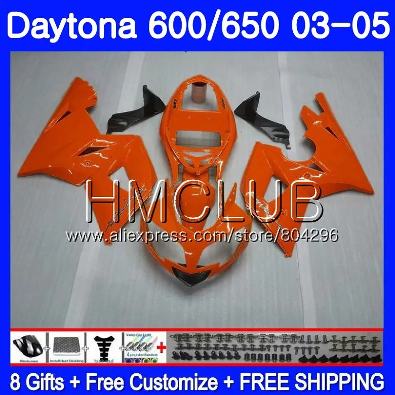 Корпус для Триумф Daytona600 Daytona 650 02 03 04 05 125HM. 22 Daytona650 Daytona 600 2002 2003 2004 2005 Gloss Оранжевые элементы корпуса комплект