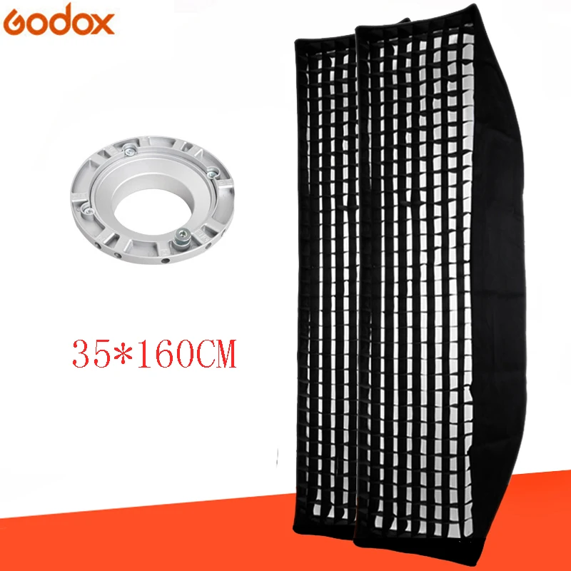 

2PCS Godox softbox 35x160cm 14"x 63" Portable Rectangular Honeycomb Grid Softbox soft box with Bowens Mount for Studio Flash