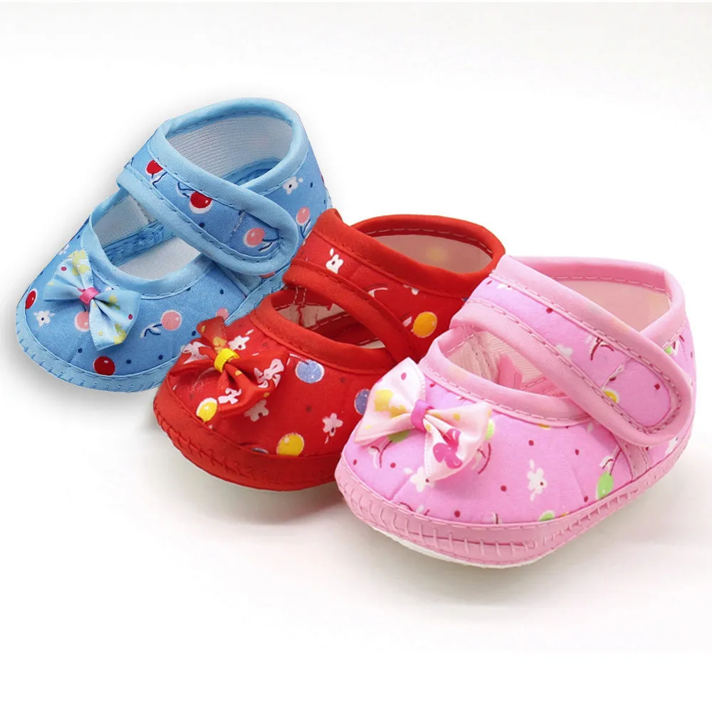 

Newborn Infant Soft Sole Cotton Baby Bow Girls Soft Sole Prewalker Warm Casual Flats First Walkers Toddler Shoes HOOLER