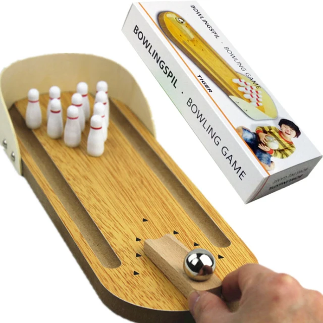 1Piece Classic Miniature Bowling Alley Game Wooden Mini Bowling Set