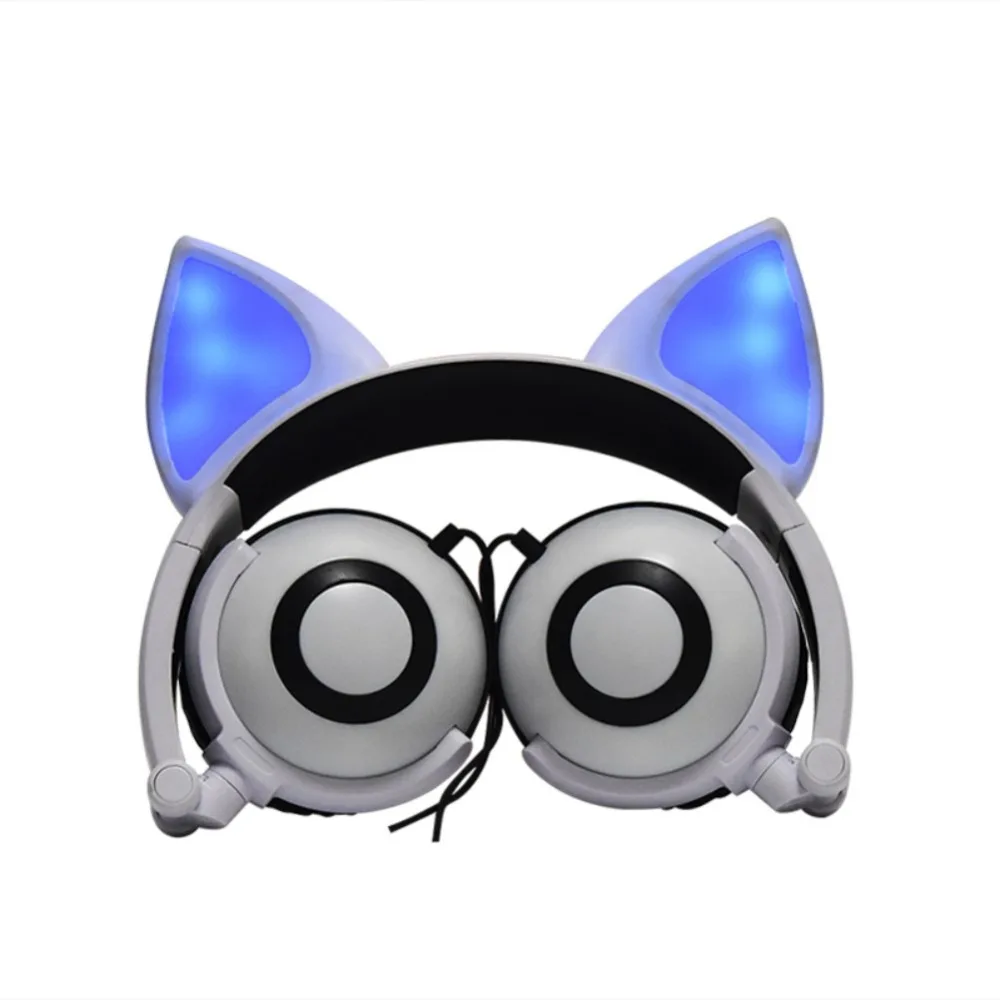 

Cartoon cute cat fox ear glowing child's Foldable Flashing Glowing cat ear Gaming Headset Earphone