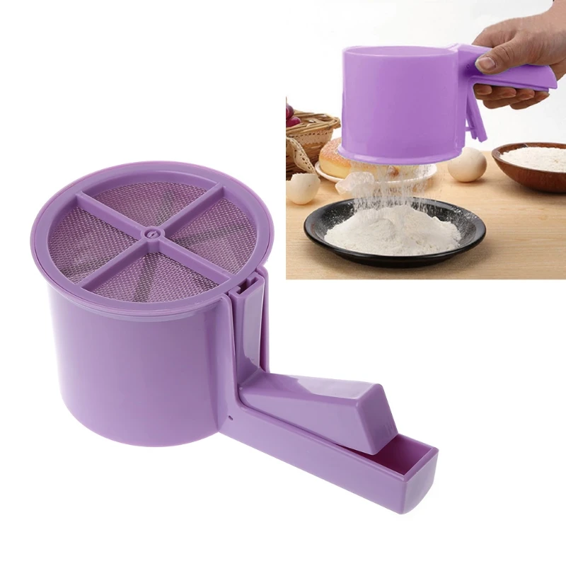 Mechanical Plastic Cup Shape Flour Icing Mesh Sifter Shaker Baking