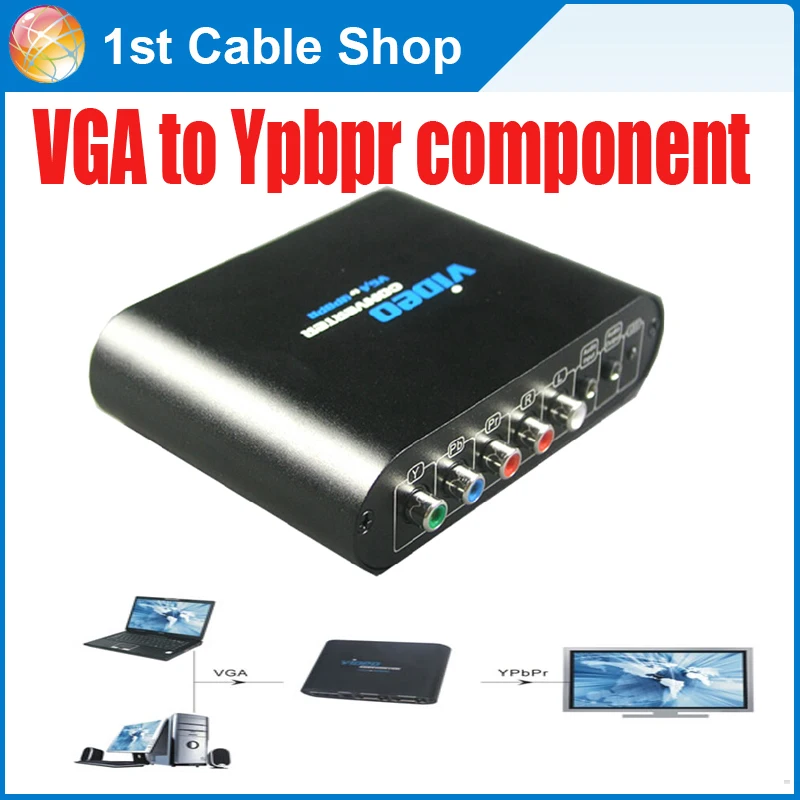 PC laptop VGA to Component 5RCA video audio converter