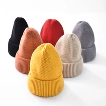 Новое поступление, модная, толстая, милая, однотонная женская шапка, сезон осень-зима, теплая, милая, удобная, свежая, простая, мягкая вязаная шапка