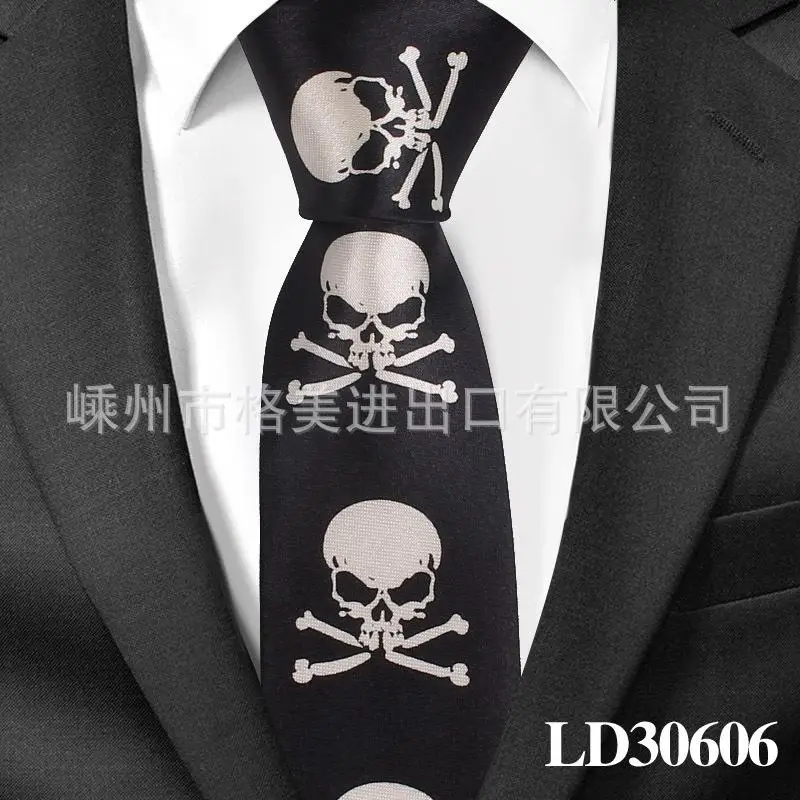 20 штук Корейская версия Колледж ветер 5 см узкий галстук череп печати тонкие вечерние Хэллоуин декоративные пятна Для мужчин свадьбы галстук - Цвет: 5
