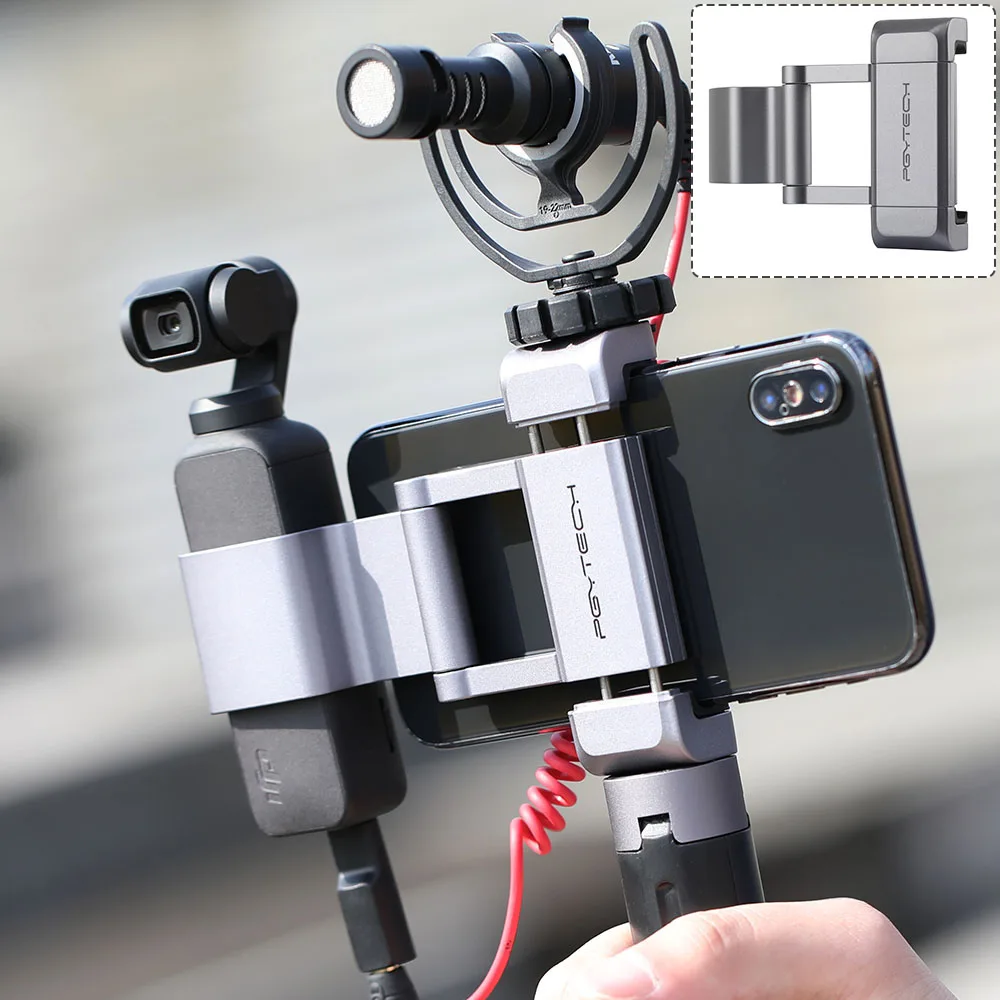 

PGYTECH OSMO Pocket Foldable Mobile Phone Holder Clamp with Cold Shoe for Mic, Wide-angle Lens for DJI OSMO Pocket Camera Gimbal