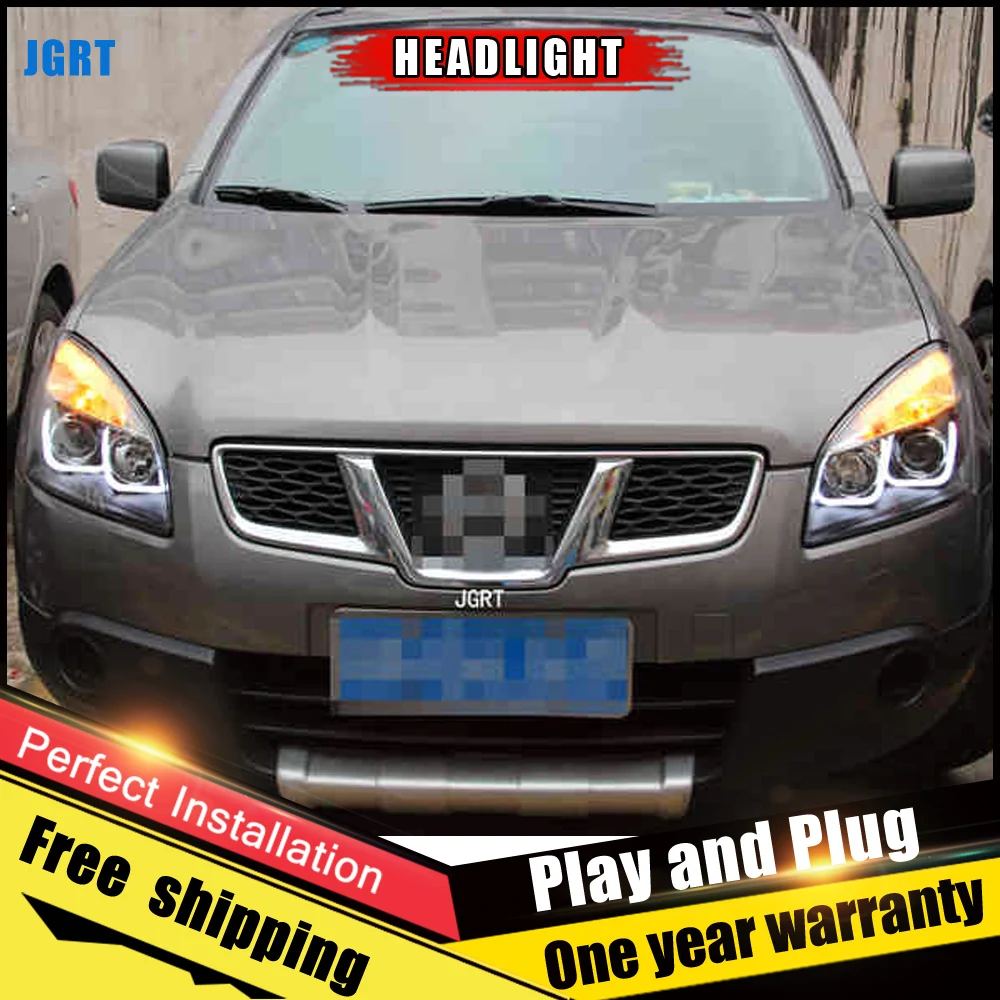 Автомобильный Стиль светодиодный фары для Nissan Qashqai 2010 2013 налобный фонарь DRL