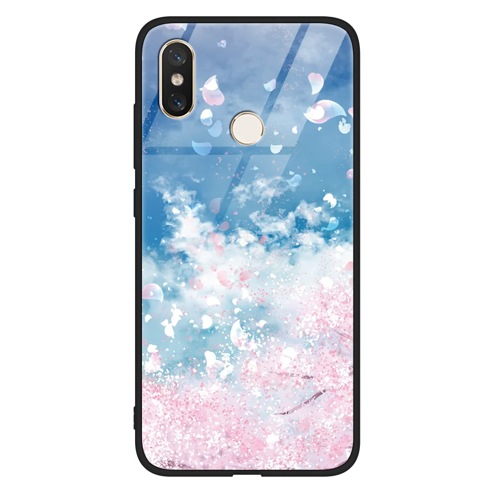 Чехол из закаленного стекла с цветами для Xiaomi Redmi Note 6 5 S2 Pro Plus чехол Mi A2 8 Lite Mix 2 2S
