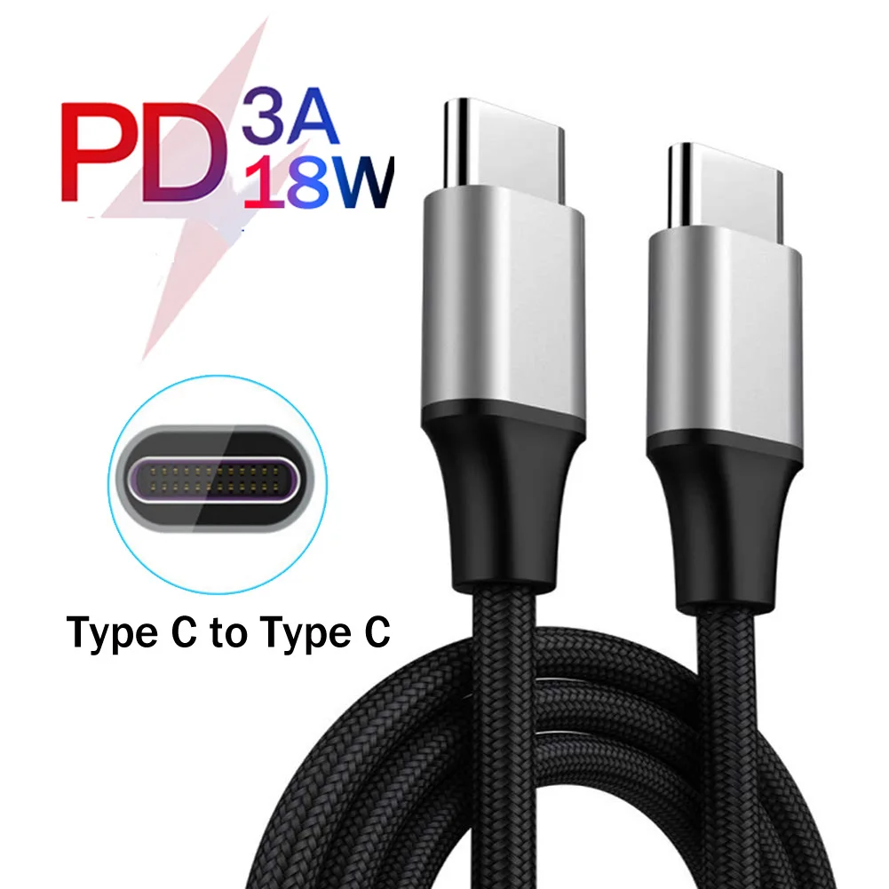 Jetjoy USB C к USB C type C кабель Male to Male 3A PD кабель для быстрой зарядки данных зарядный кабель нейлоновый плетеный провод PD 18 Вт Быстрая зарядка