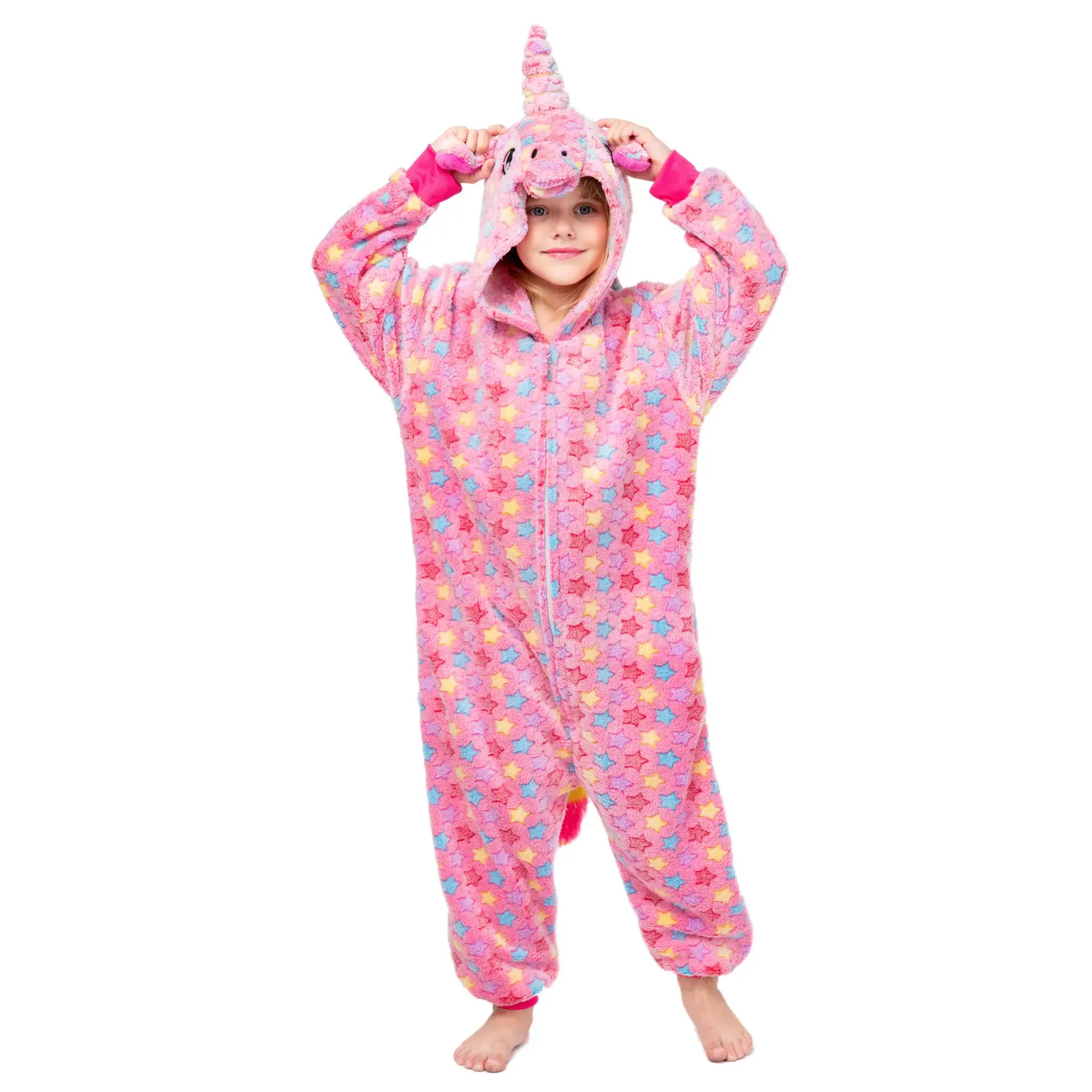 Детские пижамы; детская зимняя одежда для сна с длинными рукавами; комбинезоны для мальчиков и девочек; пижамные комплекты с рисунком единорога, Пегаса; Пижама с животными - Цвет: Pink CutStar TianMa