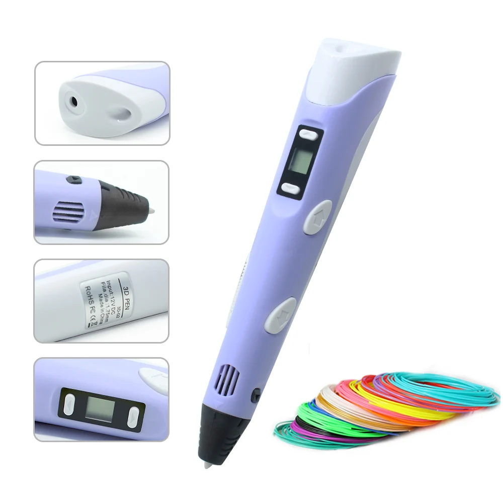 

3D printing pen with Filament PLA 1.75mm 3m 3d pen with base Parents and children gift with 20colors PLA 3D Printing Materials