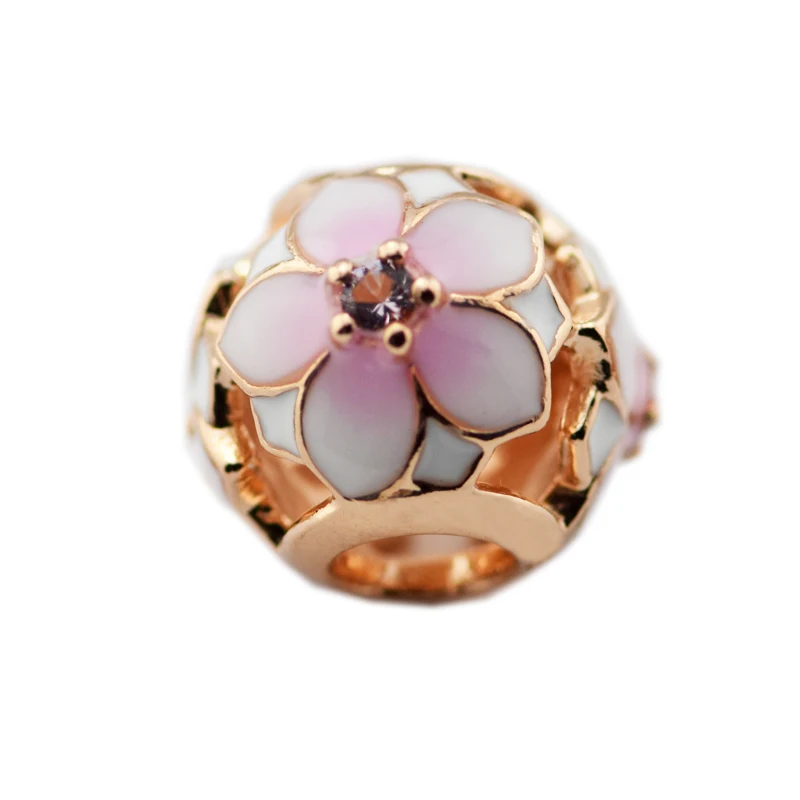 

Fits Pandora Bracelet Charms Original 925 Sterling Silver Jewelry Magnolia Bloom Charm Rose Beads for Jewelry Making RF001