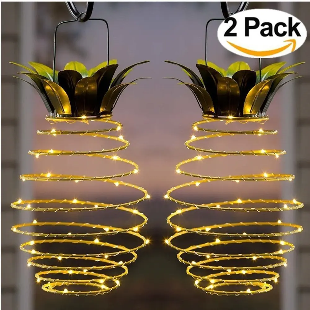 Garden Lights Outdoor Decor Pineapple Solar Path Hanging Fairy 2 Pack Waterproof 25 Led Warm String Patio Home Lighting | Дом и сад