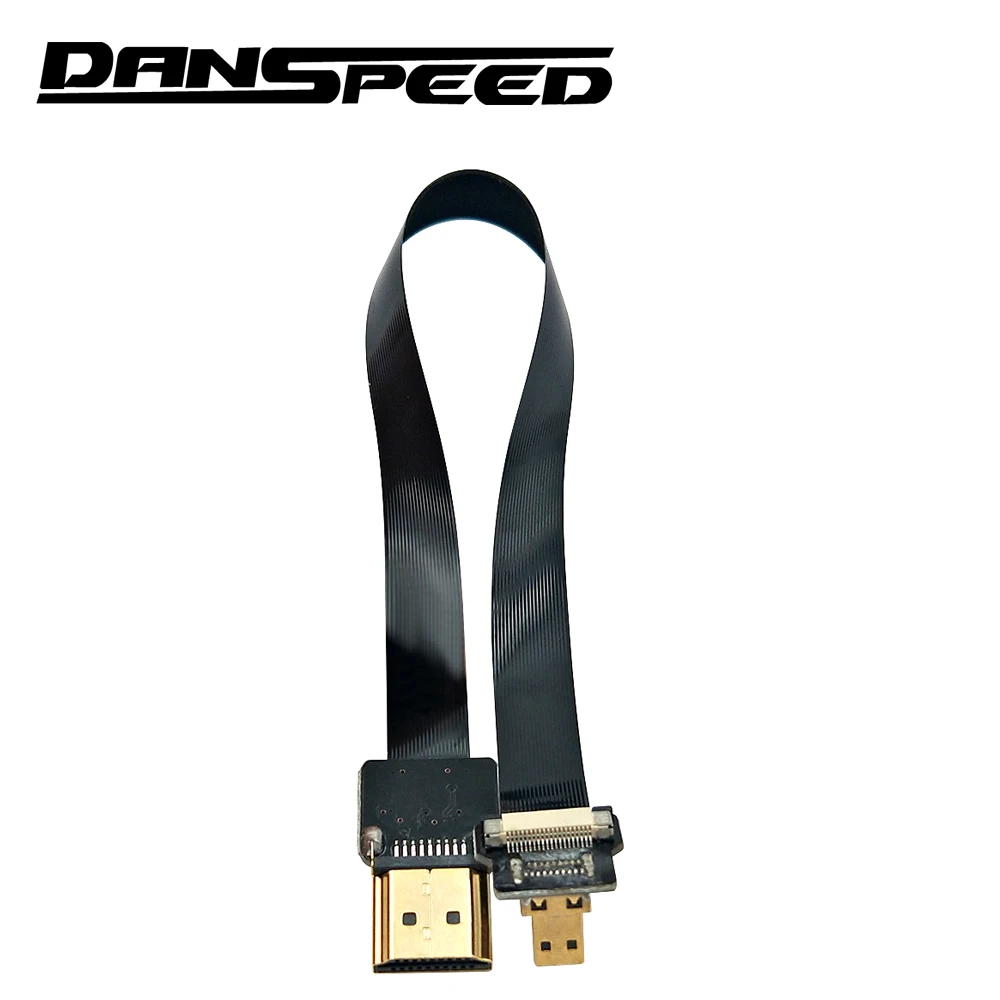Danspeed جديد fpv hdmi النوع a ذكر إلى hdmi مايكرو أسفل بزاوية 90 درجة ذكر شقة الكابل ل gopro multicopter التصوير الجوي
