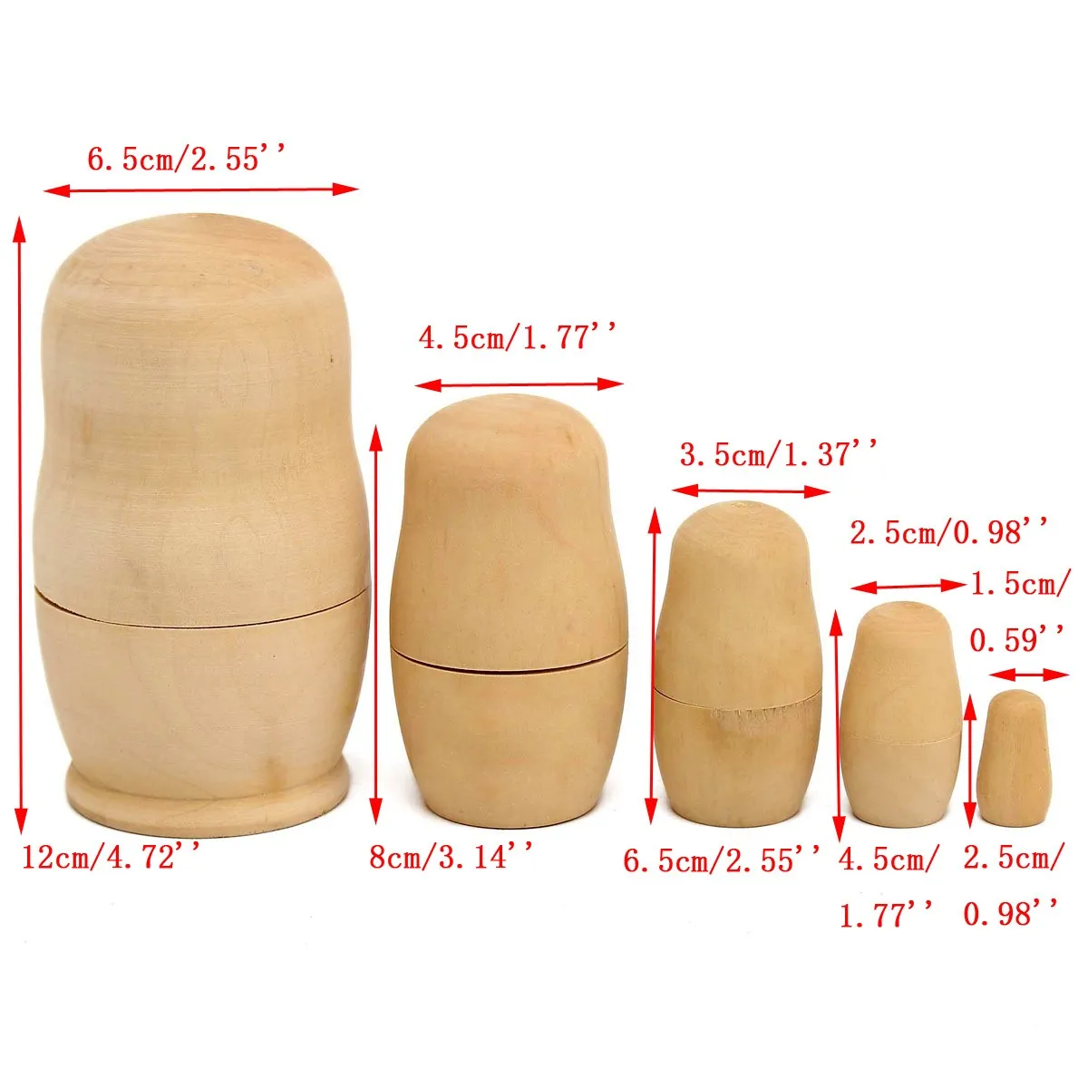 unpainted nesting dolls