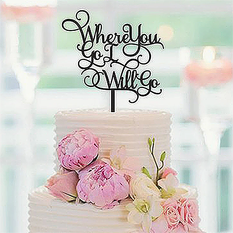 

Wedding Cake Topper, Where You Go I Will Go, Wedding Decor, Gold Cake Topper, Silver Cake Topper