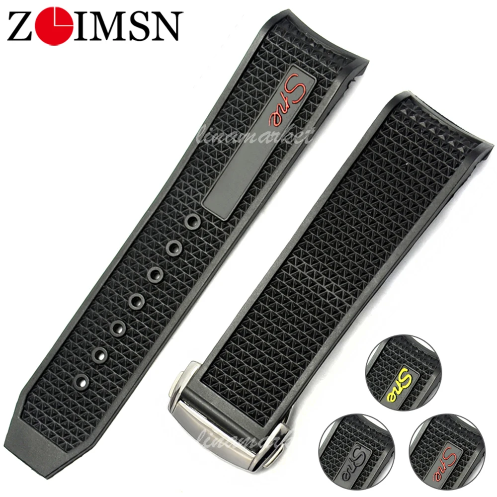 

ZLIMSN Rubber Silicone Watch Strap Original Quality Folding Buckle Watchband 22MM for Omega Speedmaster Wrist Watch