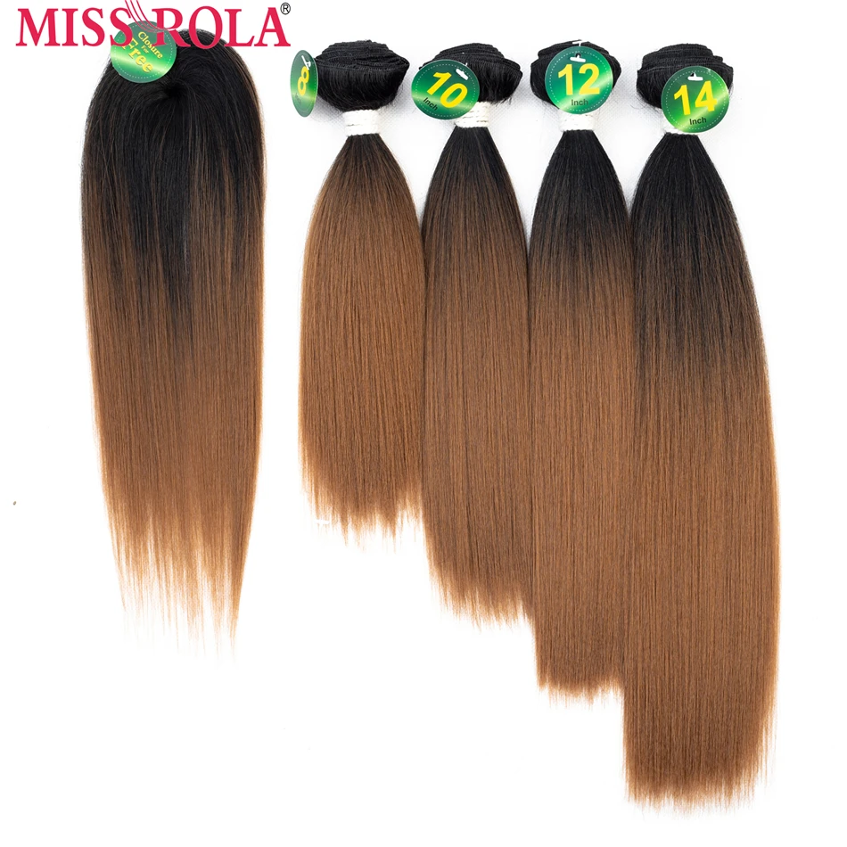 Синтетические прямые волосы Miss Rola 8 14 дюймов 4 + 1 шт. 200 г T1B/30 пряди для плетения с
