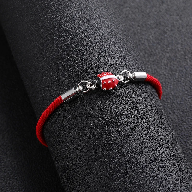 

Classic Lucky Eye Ladybug Charm Bracelets For Women Men Wish Card Red Rope Bracelets Braid Jewelry Gift Adjustable