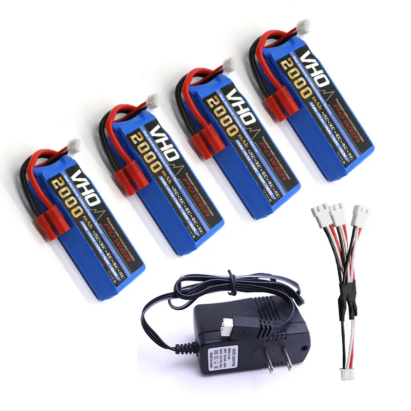 

VHO 4pcs SYMA X8 X8C X8C-1 X8W battery 7.4 V 2000mah 2S li-po battery + UL charger Spare part Quadcopter Drone helicopter