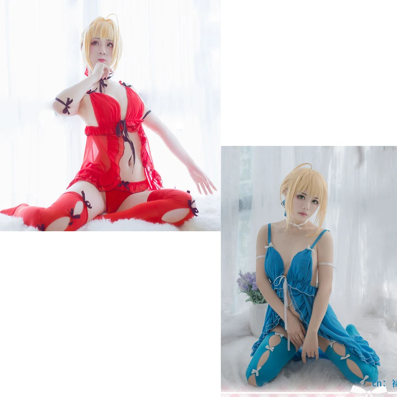 Anime! Fate Grand Order Extella Nero Altria Sexy Nightclothes Uniform Cosplay Costume Free Size For Women Shipping |