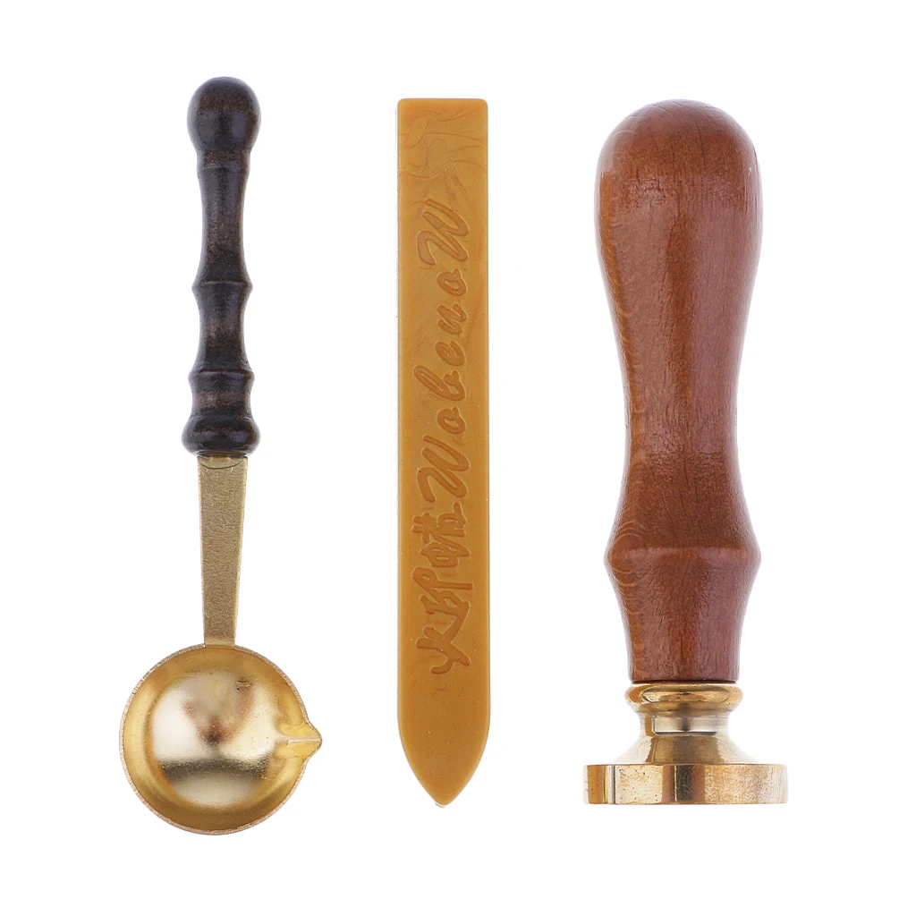 European Retro Wood Classic Seal Sealing Wax Set Stick Stamp For Letters Envolop Wedding Invitation Wax Seal Kit (THANK YOU)  