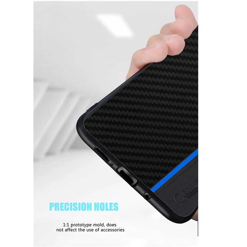 Funda de cuero de PU de fibra de carbono Oneplus 6 Funda original a prueba de golpes Funda de protección completa One Plus 6 Funda 1 + 6 Funda trasera de teléfono