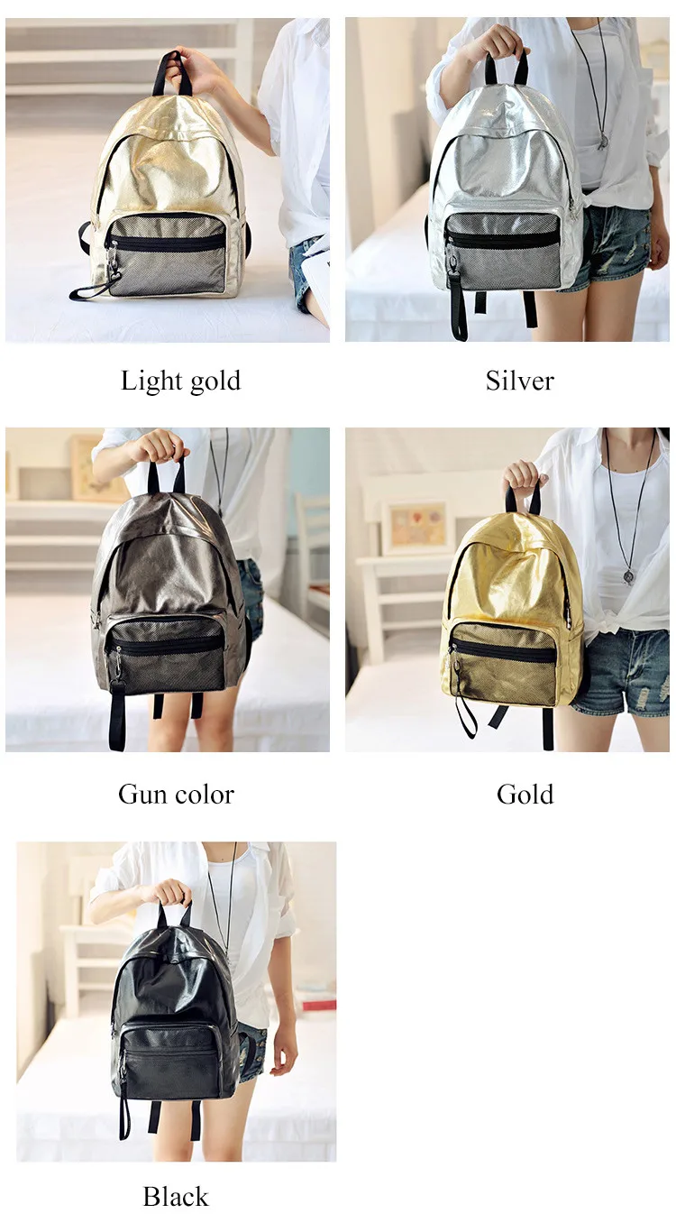 MJ Unisex Backpack Fashion Metallic Female Backpacks Casual Daypack Large Travel Bag Big Holographic Backpack Cool School Bags (3)
