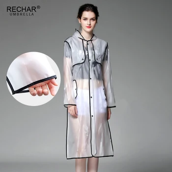

2018 New Transparent Waterproof Raincoat Women And Men Polyester Material Reflective Edge Outdoor Travel