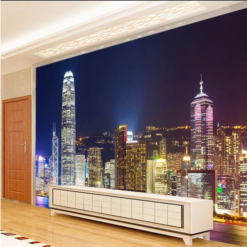 wall-paper-3d-mural-decor-photo-backdrop-Photographic-large-mural-Hong-Kong-night-hotel-restaurant-wall