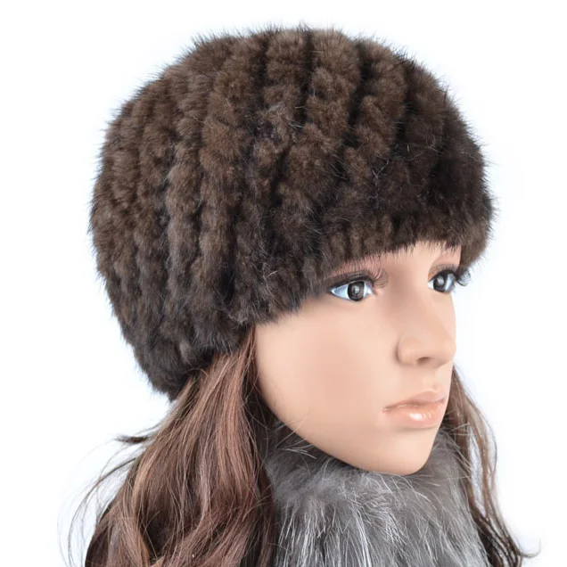 

2016 winter mink hair line knitted hat mink pineapple hat cap fur hat women's