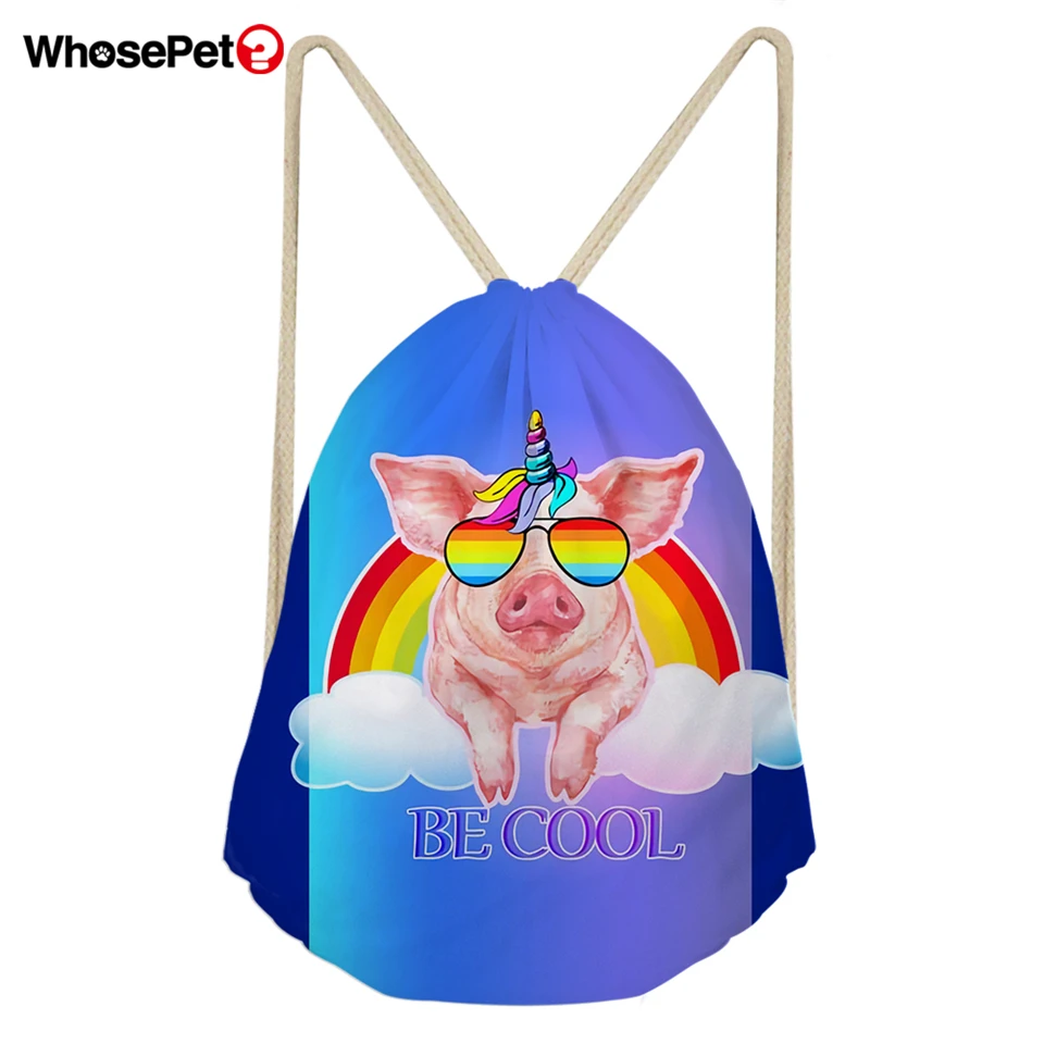 WHOSEPET для женщин Drawstring Сумки Симпатичные Лягушка Прохладный свинья печати плеча