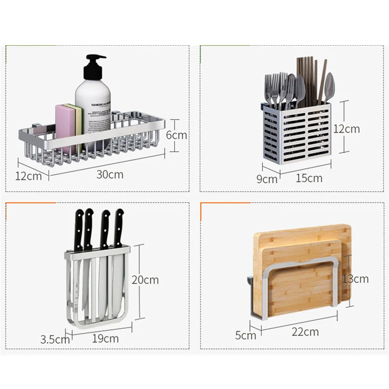 304 Stainless Steel Kitchen Shelf Rack Drying Drain Storage Holders Kitchen Plate Dish Cutlery Cup